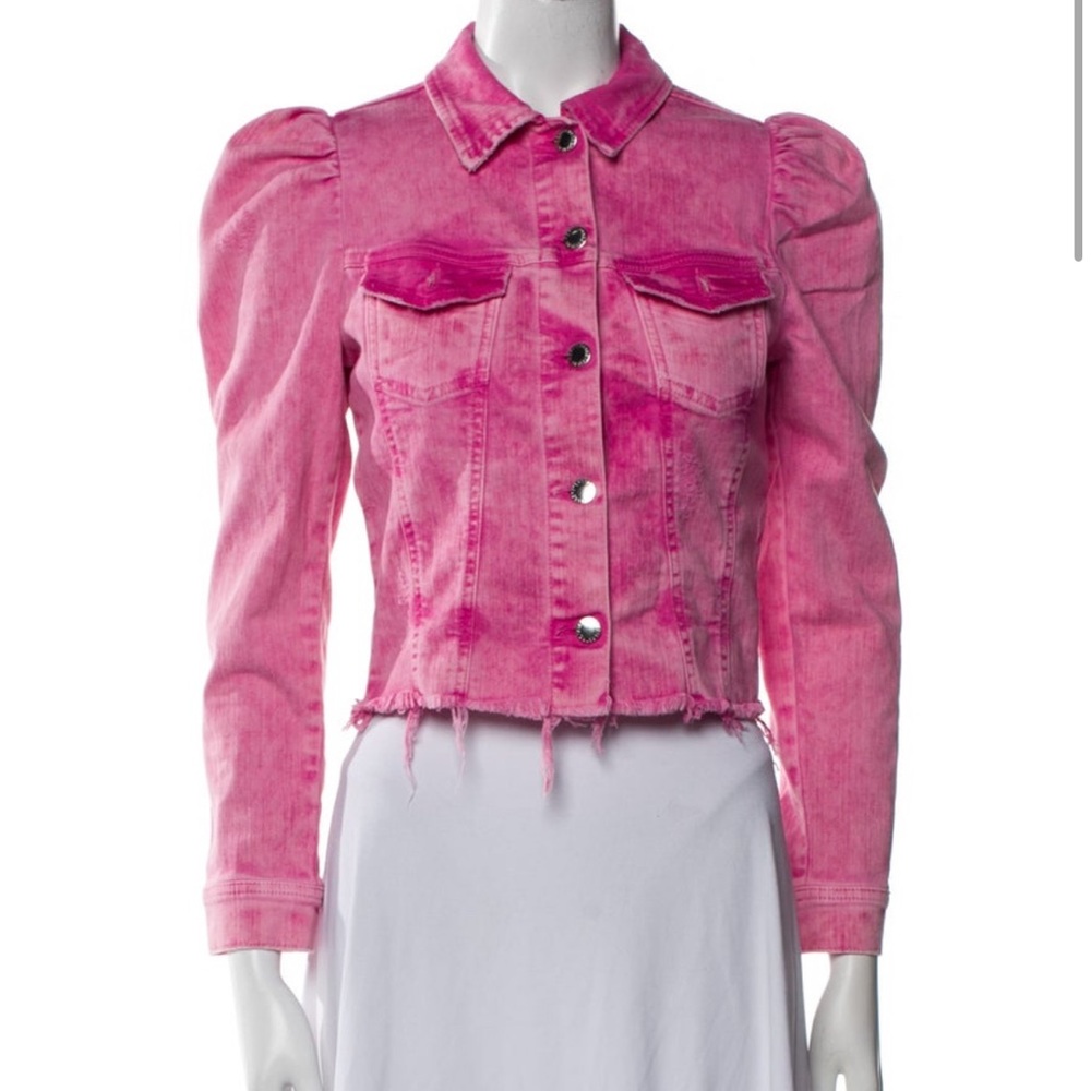 Retrofete Pink Distressed Denim Jean Jacket - Picture 2 of 5